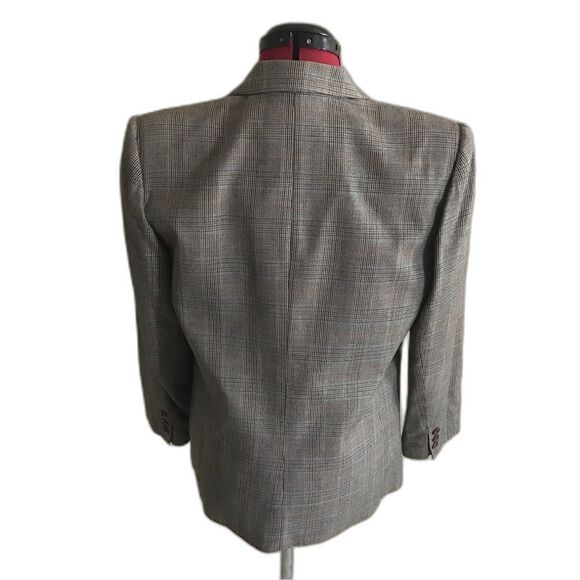 Michelle Stuart Blazer Women's Petite Size 8P Grey Plaid Long Sleeve Button - Picture 4 of 12